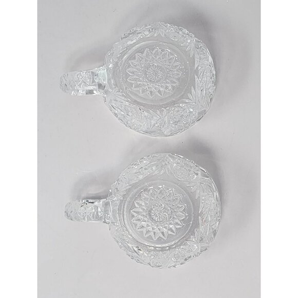 Vintage Set Of 3 Clear Pressed Glass Punch Cups Decorative Floral Starburst - Picture 7 of 15